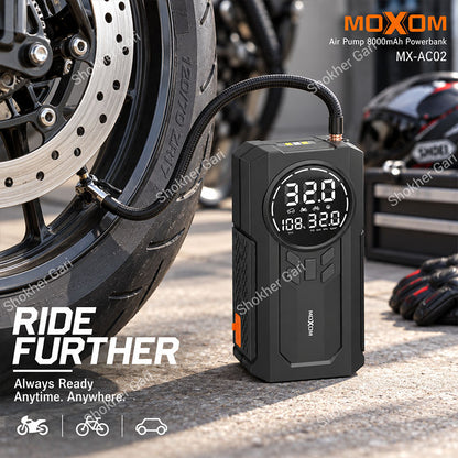 MOXOM MX-AC02 8000mAh Portable Car Air Pump with Jump Starter & Power Bank