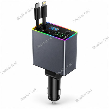 Car M38 120W 4-in-1 Super Fast Charger with Dual Built-in Cables