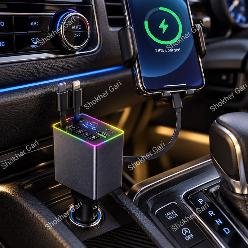 Car M38 120W 4-in-1 Super Fast Charger with Dual Built-in Cables