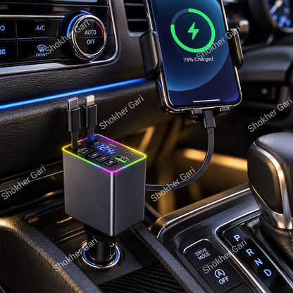 Car M38 120W 4-in-1 Super Fast Charger with Dual Built-in Cables