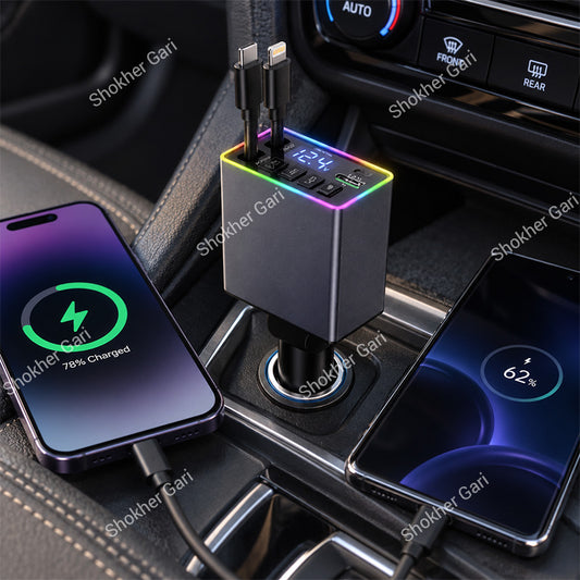 Car M38 120W 4-in-1 Super Fast Charger with Dual Built-in Cables