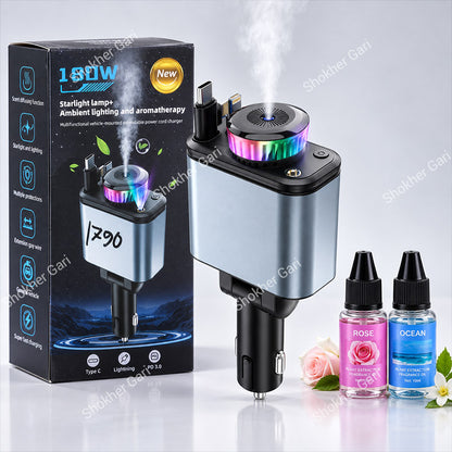Car 180W Multifunctional Charger with Aromatherapy Diffuser & RGB Ambient Light