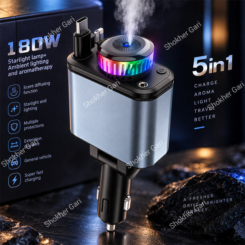 Car 180W Multifunctional Charger with Aromatherapy Diffuser & RGB Ambient Light