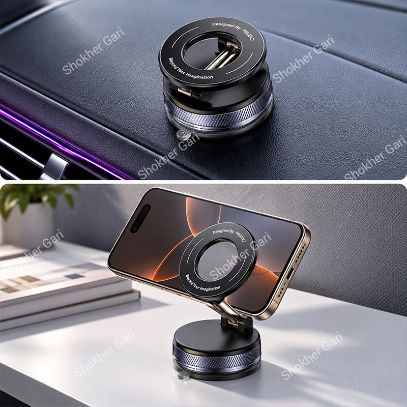 Car C228 Vacuum Suction Magnetic Phone Mount with Foldable 360° Adjustable Design