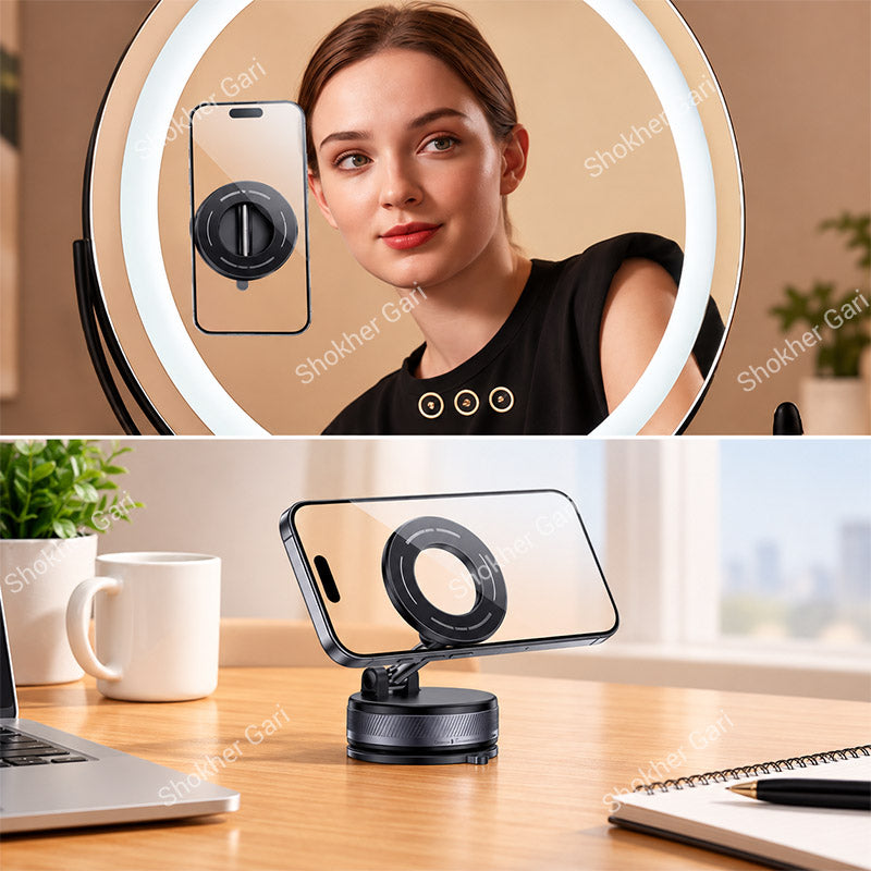 Car C228 Vacuum Suction Magnetic Phone Mount with Foldable 360° Adjustable Design