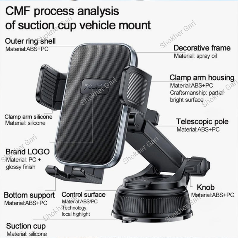 Car Yesido C278 360° Rotating Suction Cup Phone Holder with Adjustable Telescopic Arm