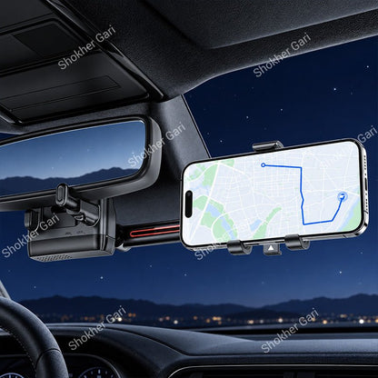 Car Yesido C265 Rearview Mirror Phone Holder with 720° Rotation and Adjustable Extendable Arm