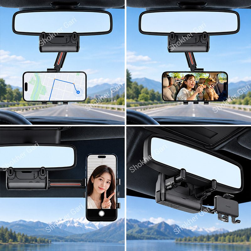 Car Yesido C265 Rearview Mirror Phone Holder with 720° Rotation and Adjustable Extendable Arm