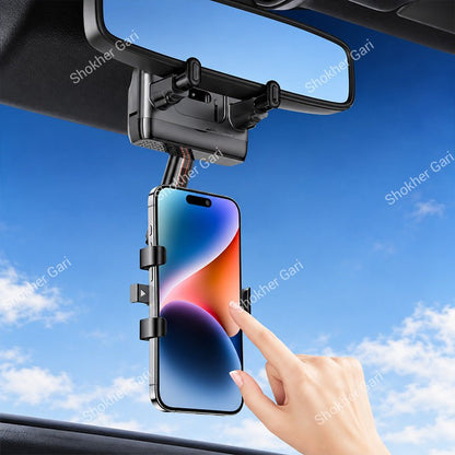 Car Yesido C265 Rearview Mirror Phone Holder with 720° Rotation and Adjustable Extendable Arm
