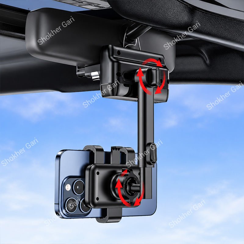 Car Yesido C265 Rearview Mirror Phone Holder with 720° Rotation and Adjustable Extendable Arm
