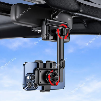 Car Yesido C265 Rearview Mirror Phone Holder with 720° Rotation and Adjustable Extendable Arm