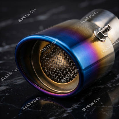 Car Stainless Steel Burnt Blue Exhaust Muffler Tip with Mesh Insert and Easy Clamp Fit