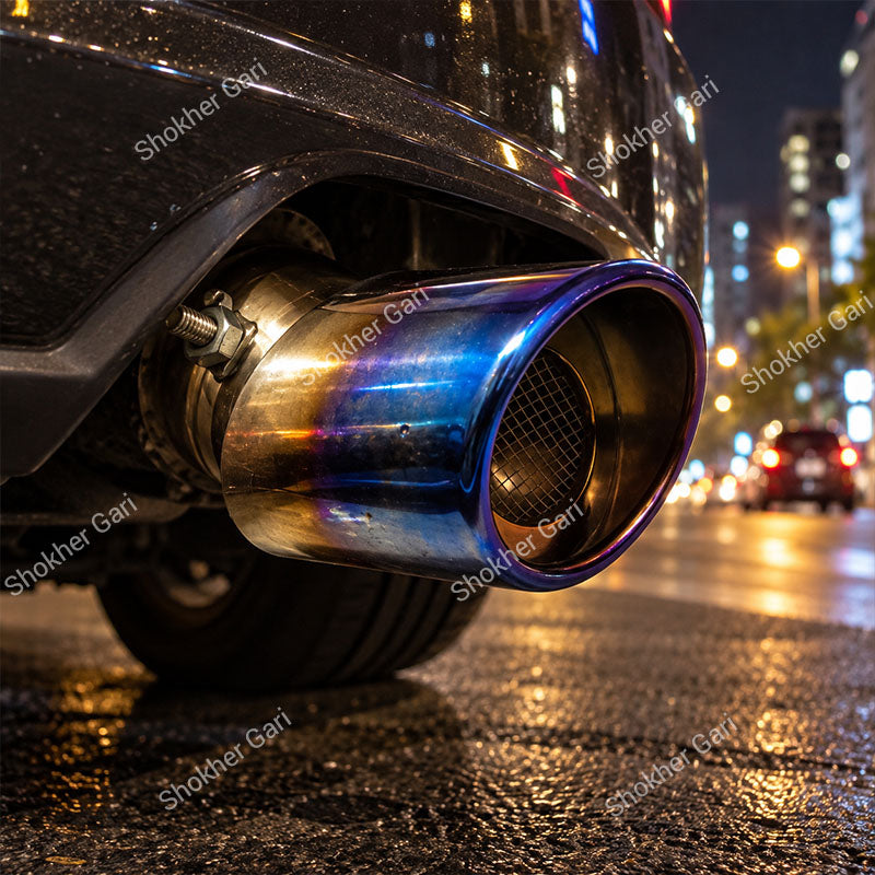 Car Stainless Steel Burnt Blue Exhaust Muffler Tip with Mesh Insert and Easy Clamp Fit