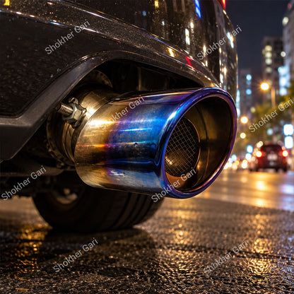 Car Stainless Steel Burnt Blue Exhaust Muffler Tip with Mesh Insert and Easy Clamp Fit