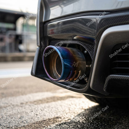Car Stainless Steel Burnt Blue Exhaust Muffler Tip with Mesh Insert and Easy Clamp Fit