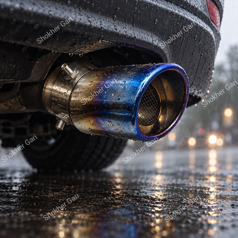 Car Stainless Steel Burnt Blue Exhaust Muffler Tip with Mesh Insert and Easy Clamp Fit