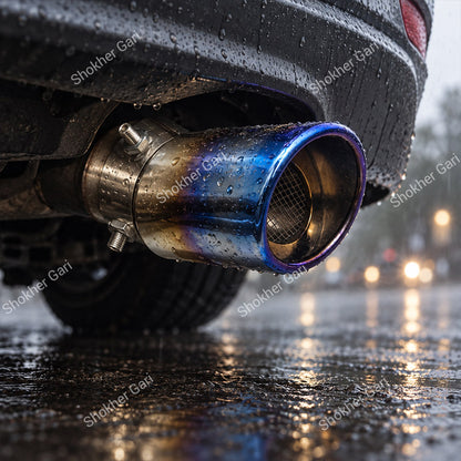 Car Stainless Steel Burnt Blue Exhaust Muffler Tip with Mesh Insert and Easy Clamp Fit