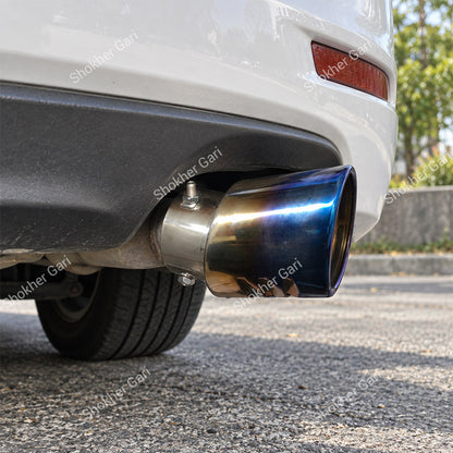 Car Stainless Steel Burnt Blue Exhaust Muffler Tip with Mesh Insert and Easy Clamp Fit