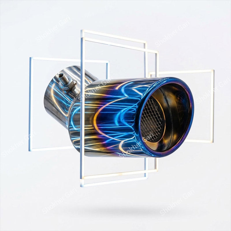Car Stainless Steel Burnt Blue Exhaust Muffler Tip with Mesh Insert and Easy Clamp Fit