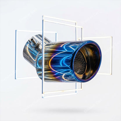 Car Stainless Steel Burnt Blue Exhaust Muffler Tip with Mesh Insert and Easy Clamp Fit