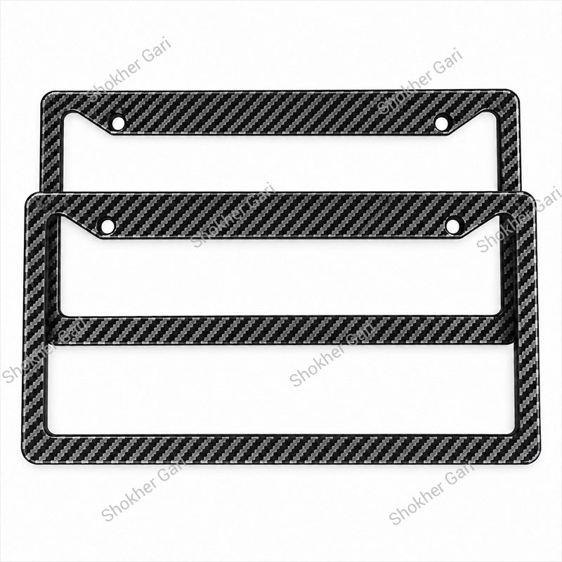 Car Carbon Fiber Style License Plate Frame Decorative Number Plate Holder