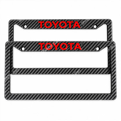 Car Carbon Fiber Style License Plate Frame Decorative Number Plate Holder