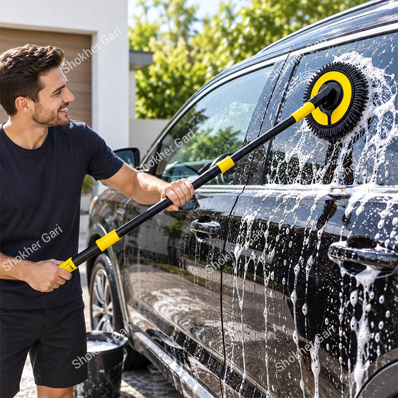 Car Extendable Wash Brush Mop with Soft Chenille Microfiber Head for Scratch-Free Exterior Cleaning