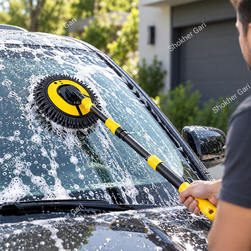 Car Extendable Wash Brush Mop with Soft Chenille Microfiber Head for Scratch-Free Exterior Cleaning