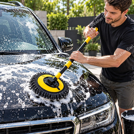 Car Extendable Wash Brush Mop with Soft Chenille Microfiber Head for Scratch-Free Exterior Cleaning