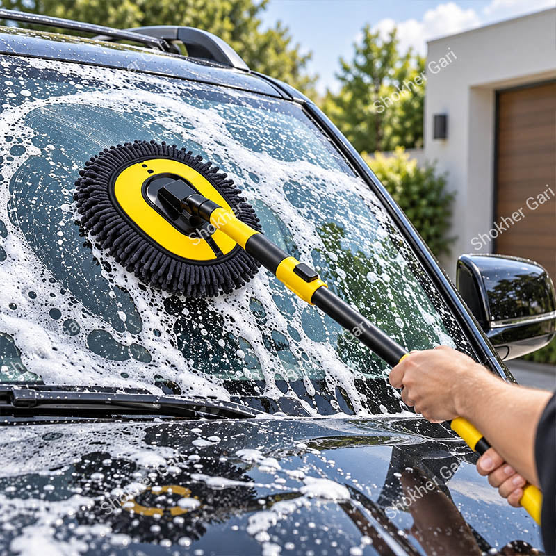 Car Extendable Wash Brush Mop with Soft Chenille Microfiber Head for Scratch-Free Exterior Cleaning