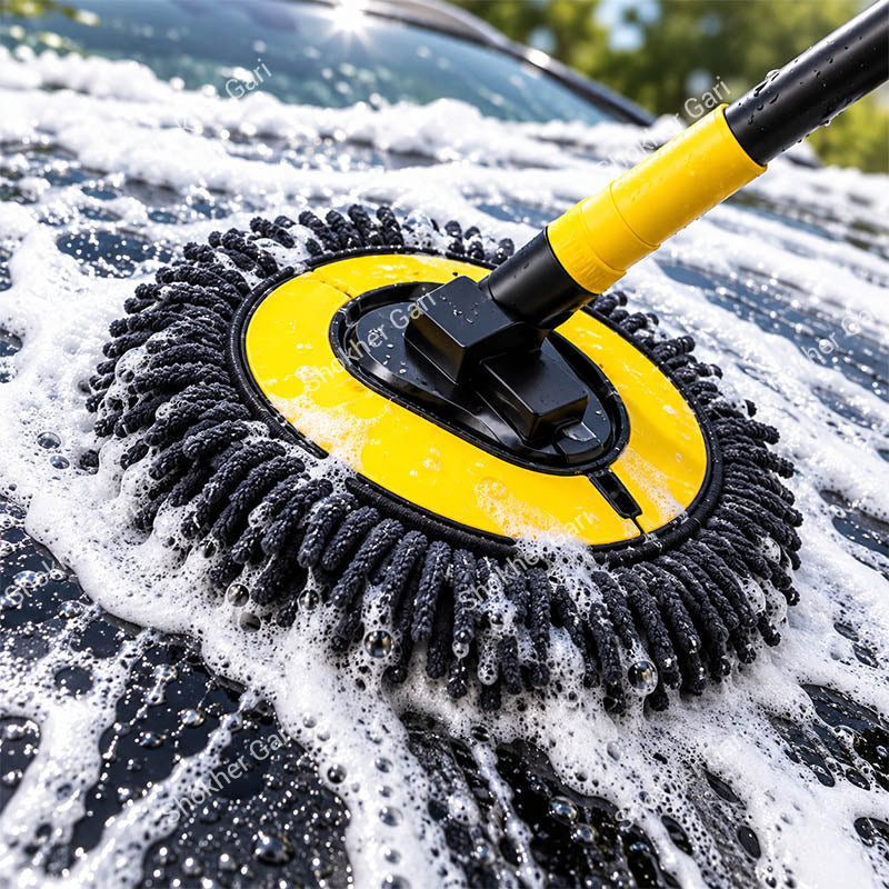 Car Extendable Wash Brush Mop with Soft Chenille Microfiber Head for Scratch-Free Exterior Cleaning