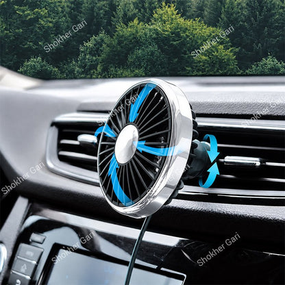 Car 360° Rotatable Air Vent Cooling Fan with Adjustable Angle and USB Powered Design