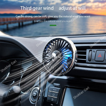 Car 360° Rotatable Air Vent Cooling Fan with Adjustable Angle and USB Powered Design