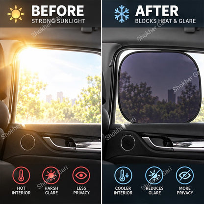 Car Sticky Type Window Sun Shade Screen for Heat, Sunlight and Glare Protection 2pcs set