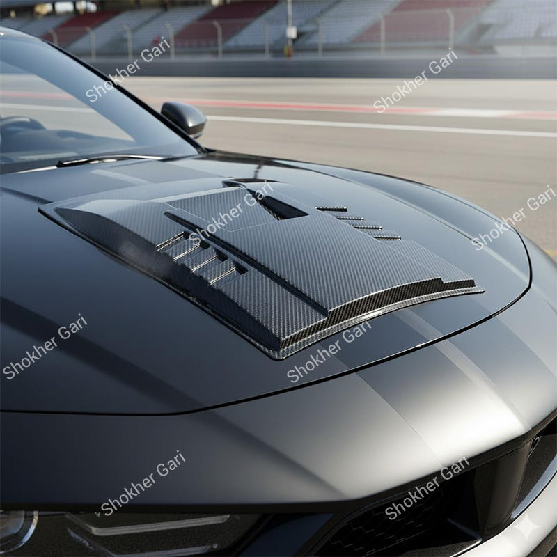 Car Racing Style Hood Fake Air Vent Scoop Cover with Carbon Fiber Finish
