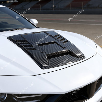 Car Racing Style Hood Fake Air Vent Scoop Cover with Carbon Fiber Finish