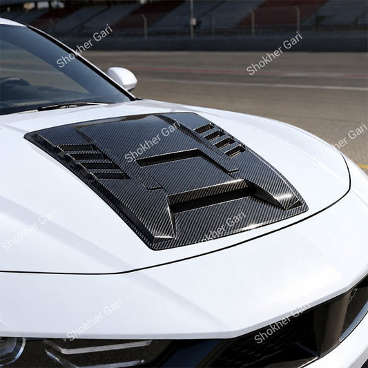Car Racing Style Hood Fake Air Vent Scoop Cover with Carbon Fiber Finish