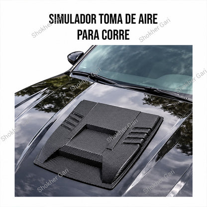 Car Racing Style Hood Fake Air Vent Scoop Cover with Carbon Fiber Finish
