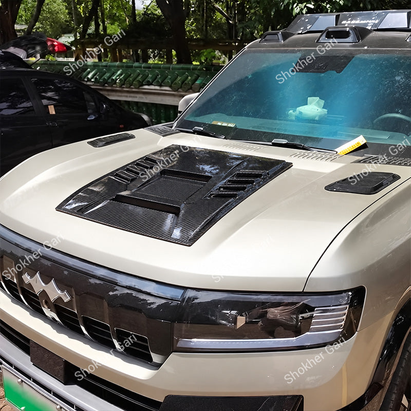 Car Racing Style Hood Fake Air Vent Scoop Cover with Carbon Fiber Finish