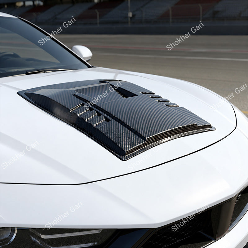 Car Racing Style Hood Fake Air Vent Scoop Cover with Carbon Fiber Finish
