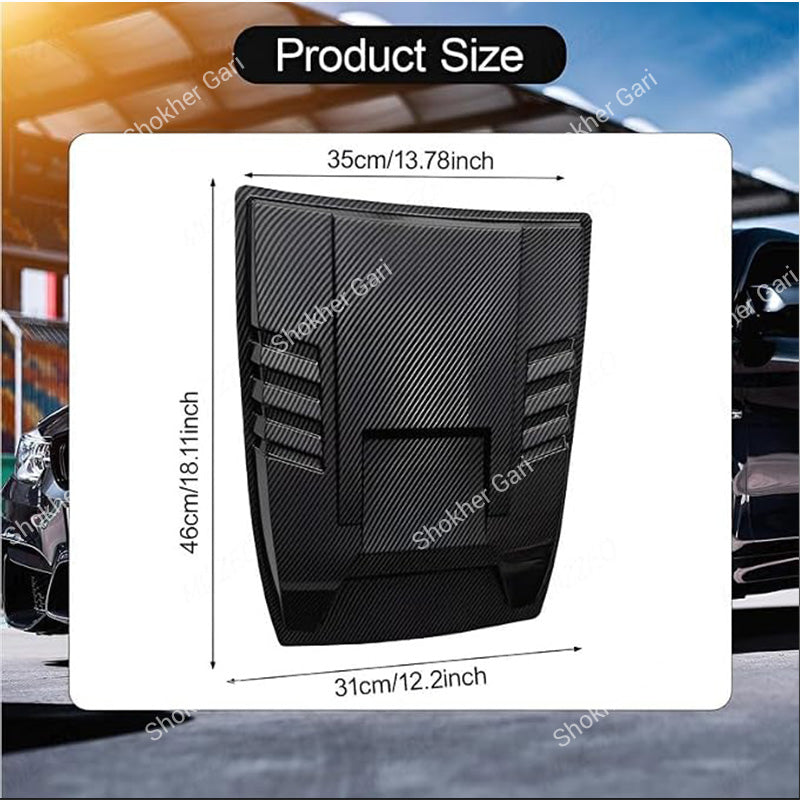 Car Racing Style Hood Fake Air Vent Scoop Cover with Carbon Fiber Finish