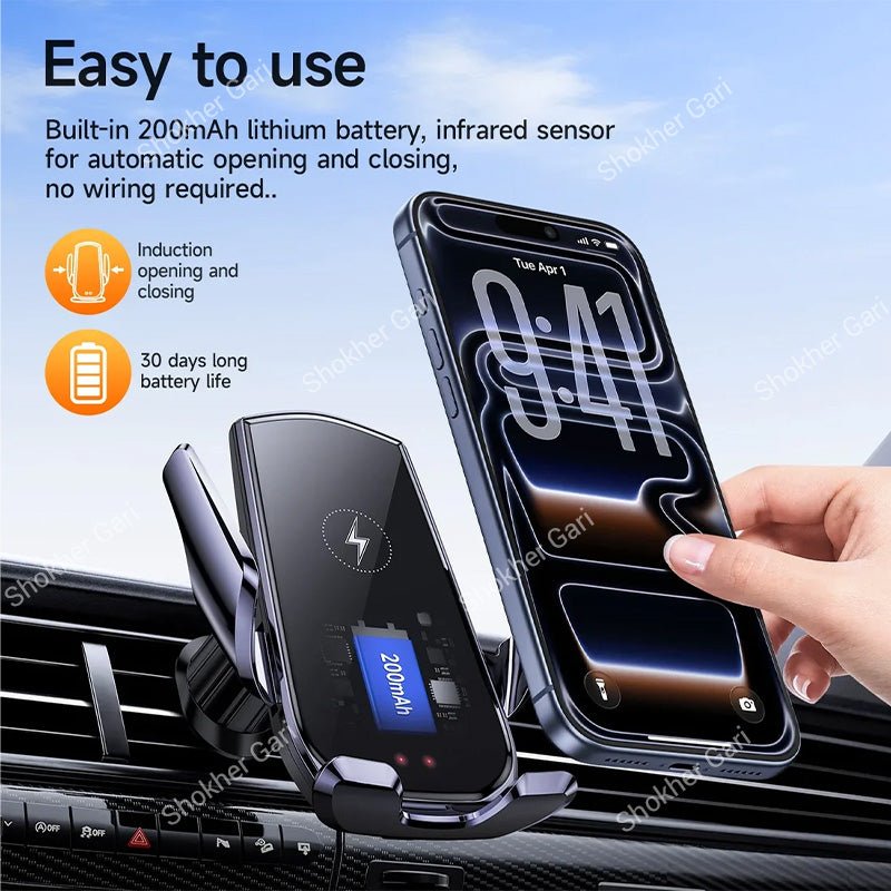 Car HOCO CA202 Plus 15W Smart Wireless Charging Phone Holder