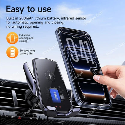 Car HOCO CA202 Plus 15W Smart Wireless Charging Phone Holder
