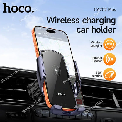 Car HOCO CA202 Plus 15W Smart Wireless Charging Phone Holder