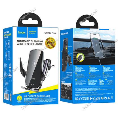 Car HOCO CA202 Plus 15W Smart Wireless Charging Phone Holder