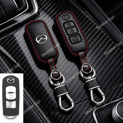 M/Y Mazda Pu Leather Remote cover 2,3 Button Keychain