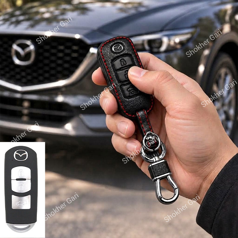 M/Y Mazda Pu Leather Remote cover 2,3 Button Keychain