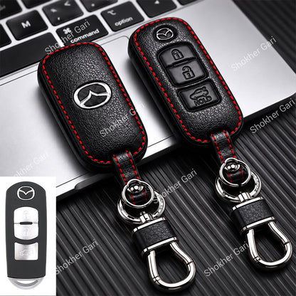 M/Y Mazda Pu Leather Remote cover 2,3 Button Keychain
