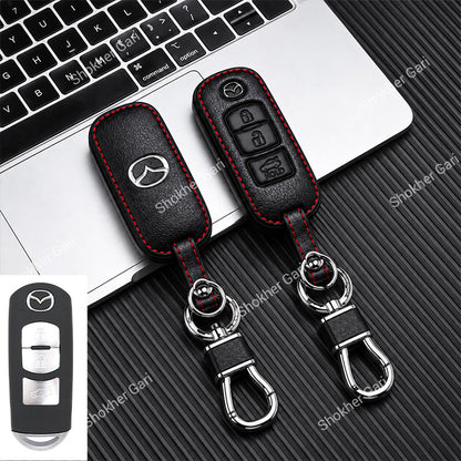 M/Y Mazda Pu Leather Remote cover 2,3 Button Keychain