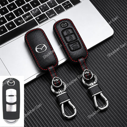 M/Y Mazda Pu Leather Remote cover 2,3 Button Keychain